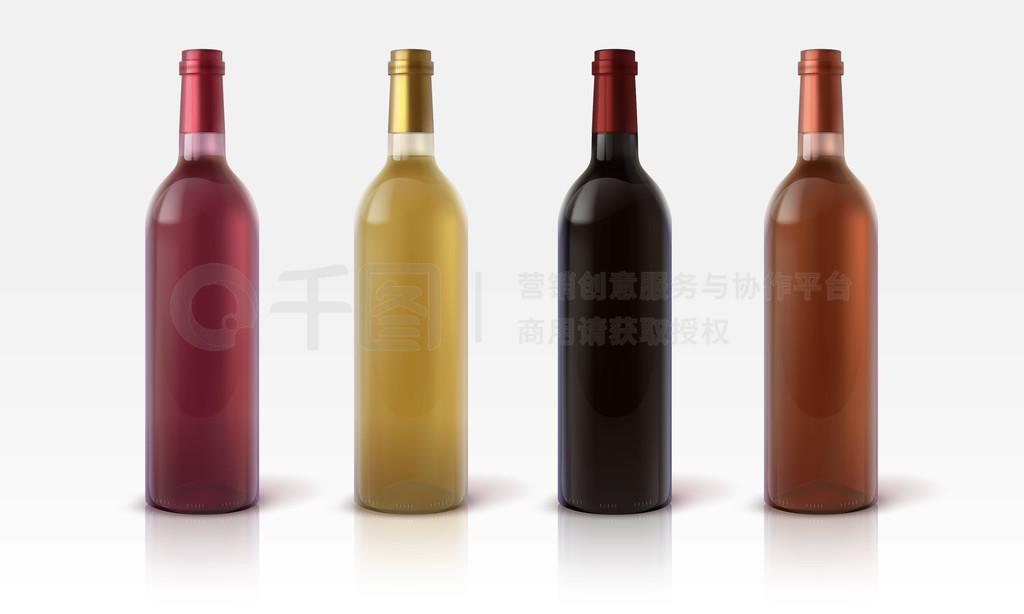 逼真3D酒瓶模型 多色葡萄飲料的玻璃容器設計與商業(yè)應用